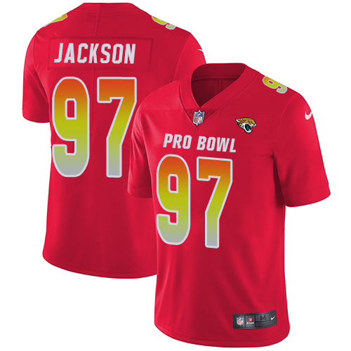 Nike Jaguars #97 Malik Jackson Red Men's Stitched NFL Limited AFC 2018 Pro Bowl Jersey - Click Image to Close